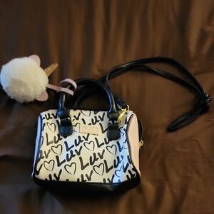 Betsey Johnson Black and White Heart Mini Bag
